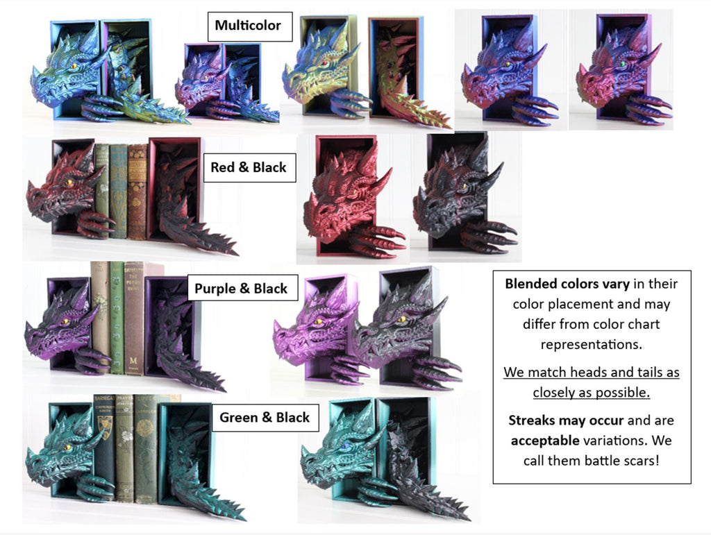 DelightfullyDutch Dragon Book Nook 3D Printed Bookshelf Decor