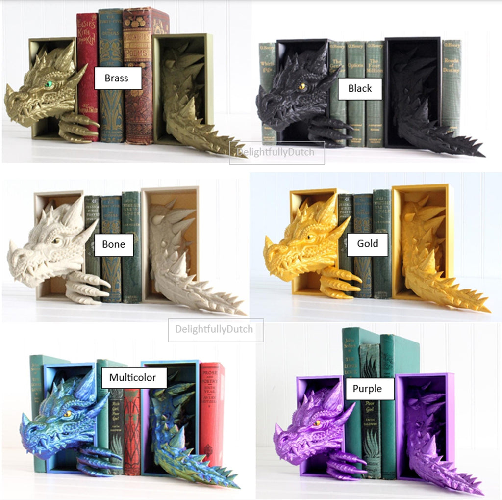 DelightfullyDutch Dragon Book Nook 3D Printed Bookshelf Decor