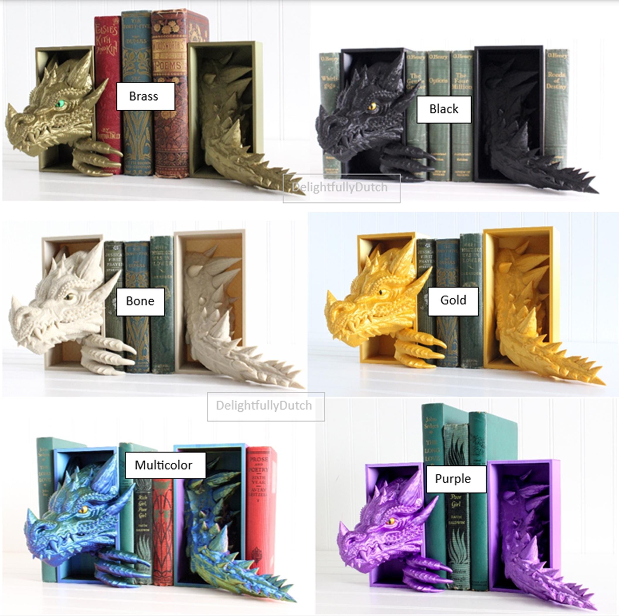 DelightfullyDutch Dragon Book Nook 3D Printed Bookshelf Decor
