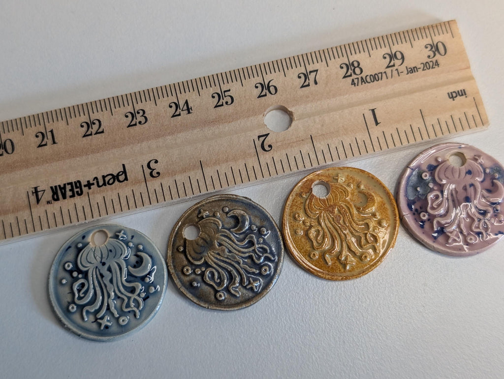 NoctemPottery Jellyfish Ceramic Wax Seal Pendant Adjustable Cord Necklace