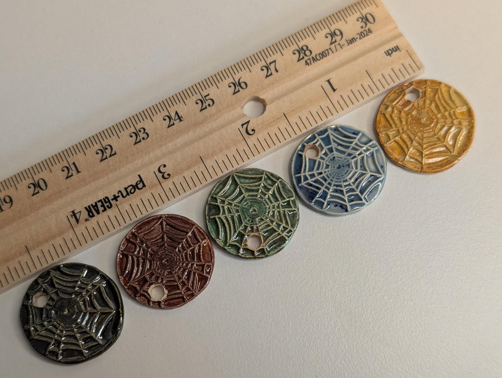 NoctemPottery Spiderweb Ceramic Wax Seal Pendant Necklace with Adjustable Cord