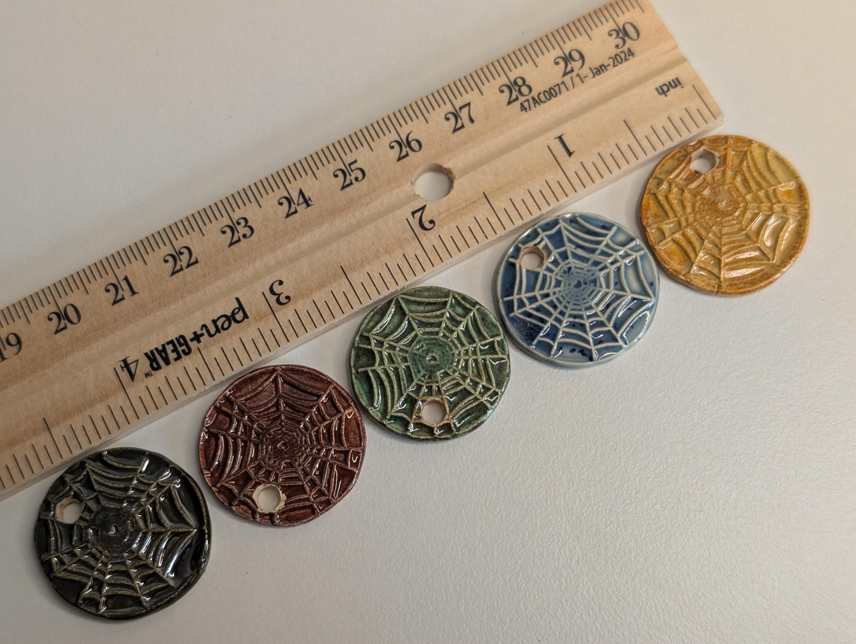 NoctemPottery Spiderweb Ceramic Wax Seal Pendant Necklace with Adjustable Cord