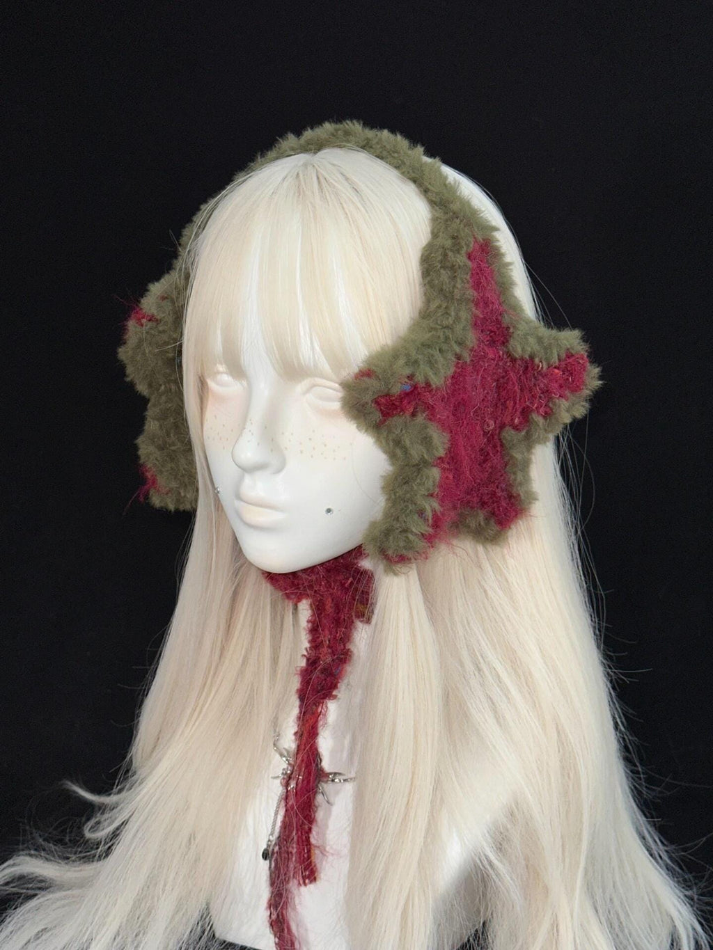 StellarPride Handcrafted Christmas Crochet Star Ear Warmer Red Green