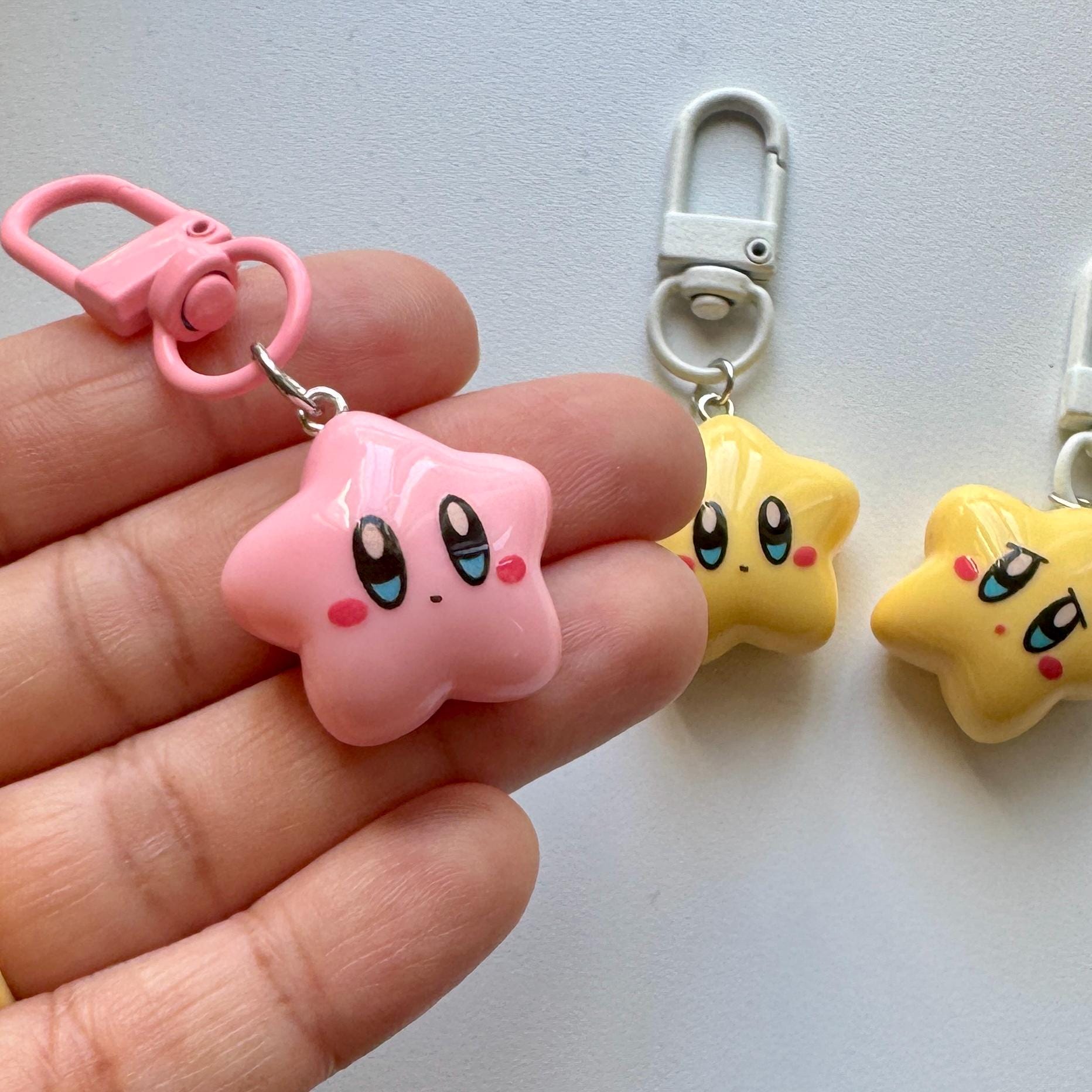 VanillaStarCafe Smiling Kirby Charm Acrylic Plastic 1in
