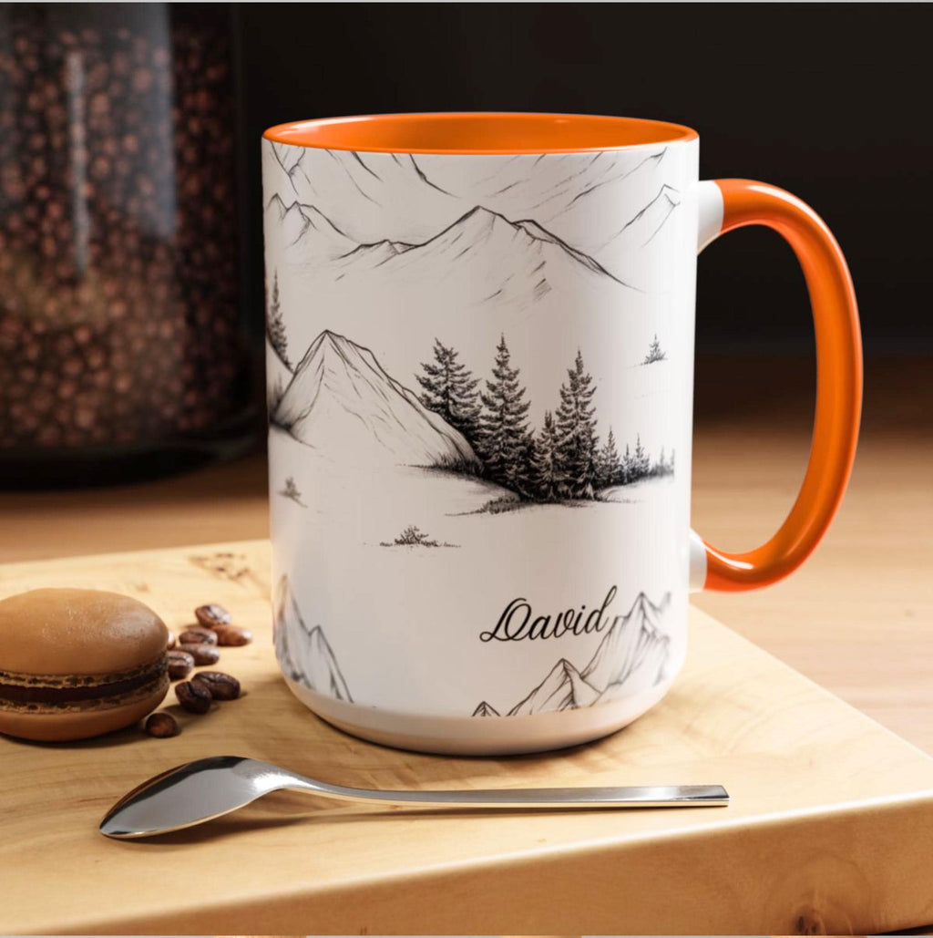 LELORESTORE Personalized Mountain Ceramic Coffee Mug Custom Name Nature Gift