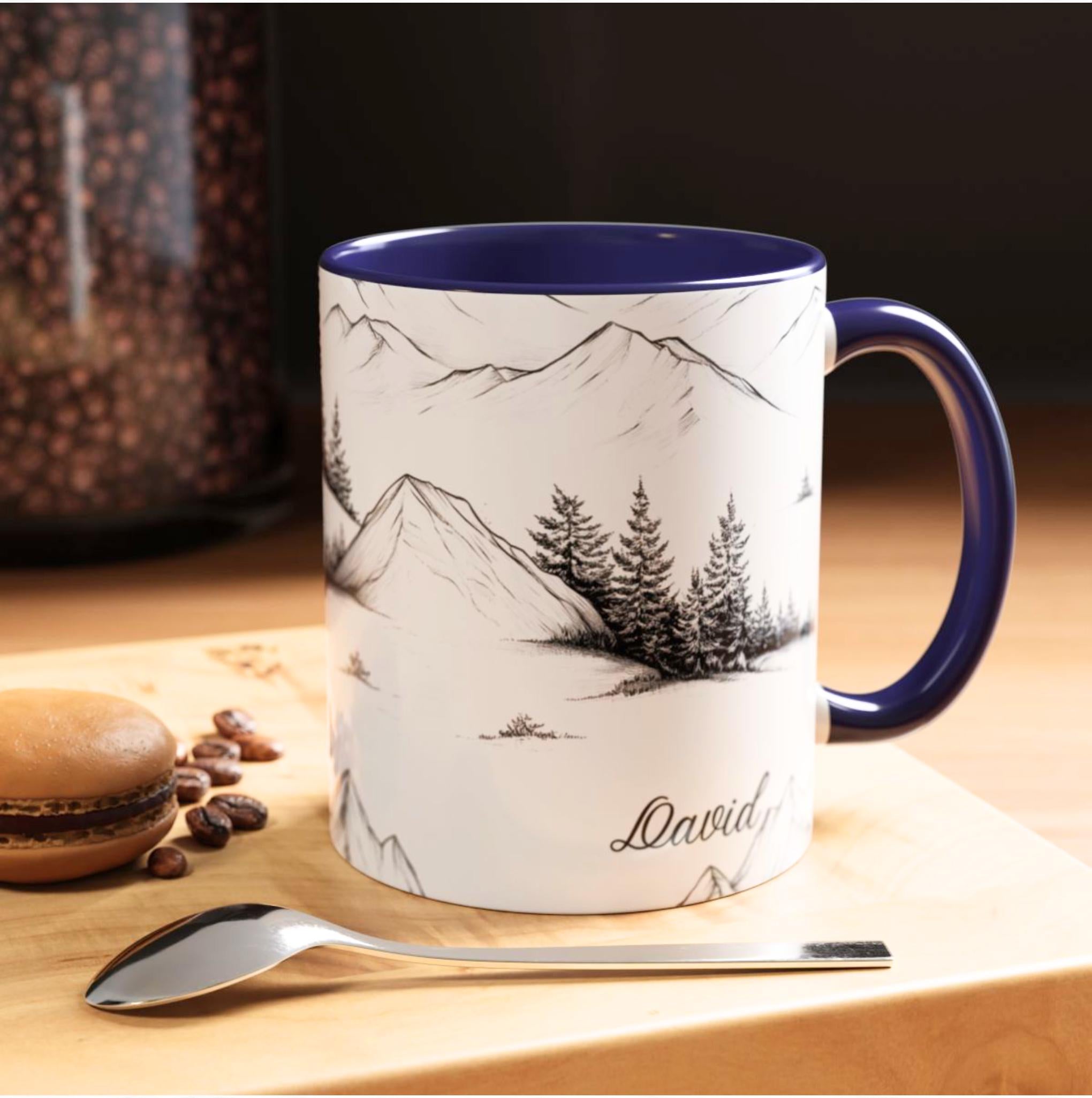 LELORESTORE Personalized Mountain Ceramic Coffee Mug Custom Name Nature Gift