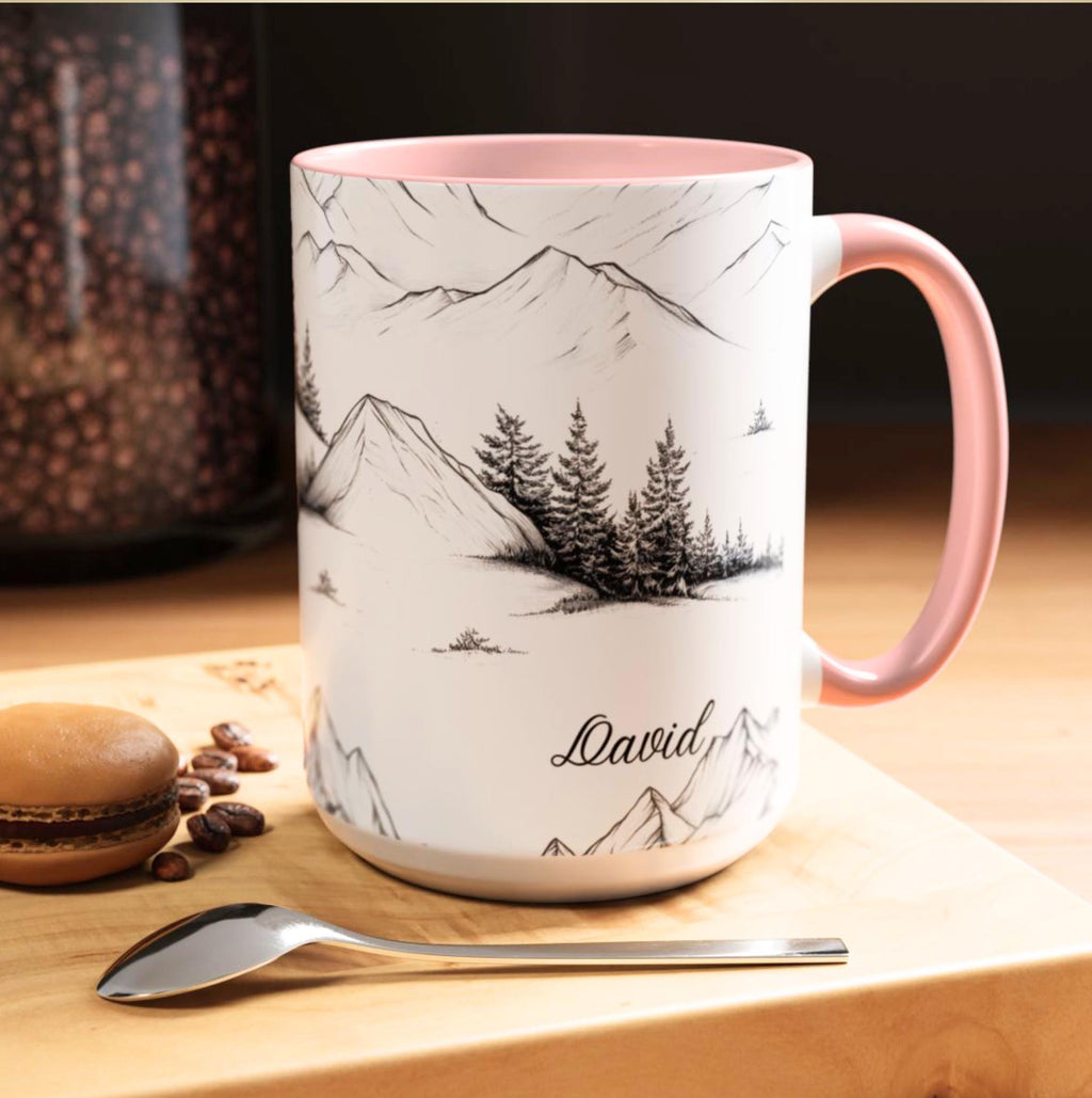 LELORESTORE Personalized Mountain Ceramic Coffee Mug Custom Name Nature Gift
