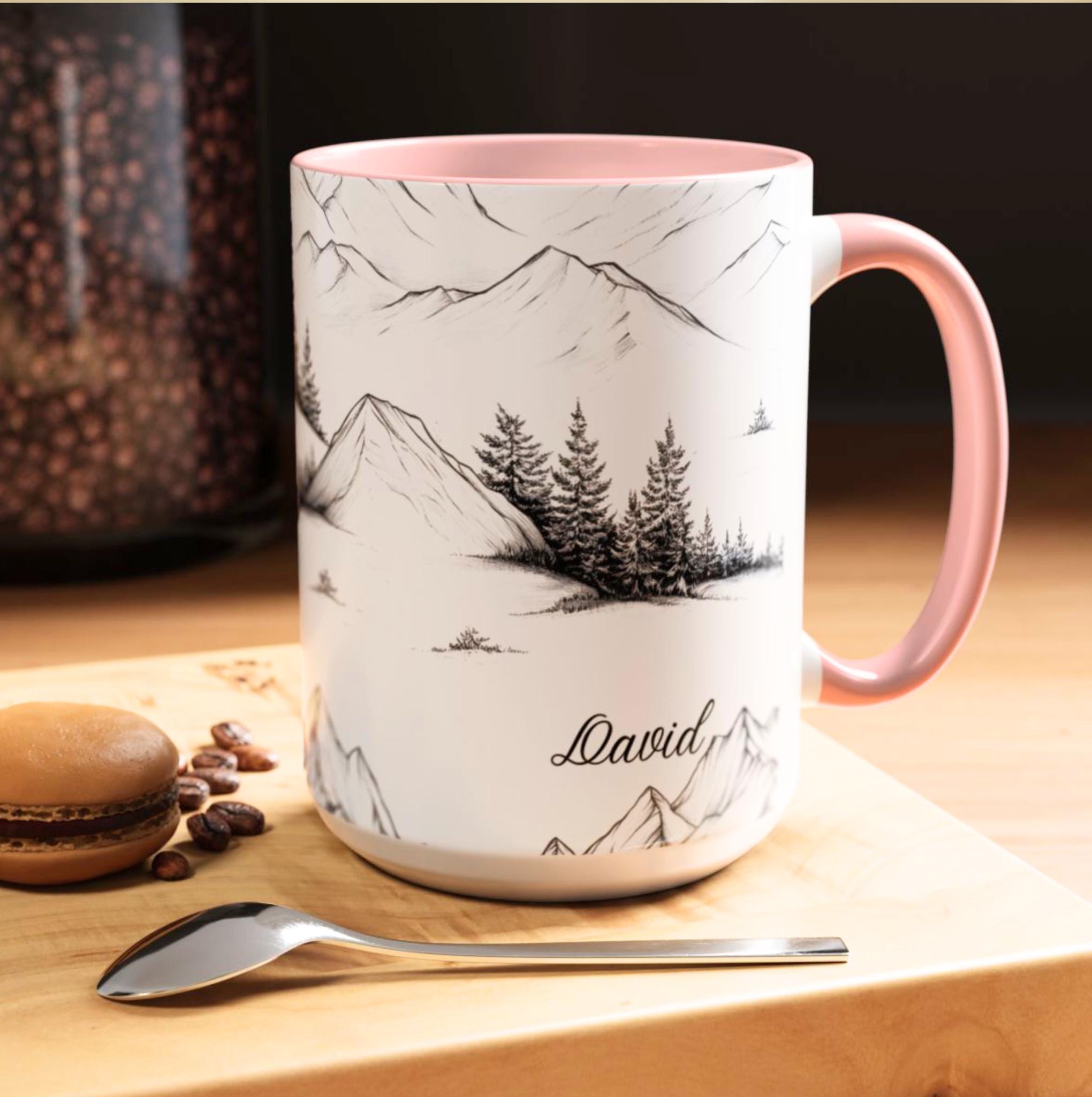 LELORESTORE Personalized Mountain Ceramic Coffee Mug Custom Name Nature Gift