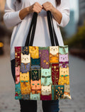 LELORESTORE Stained Glass Cat Tote Bag Book Lover Canvas