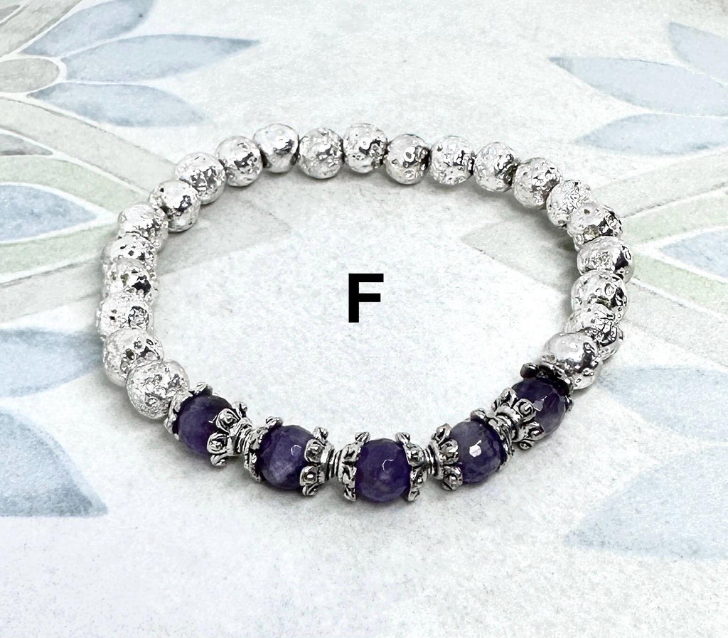 MossberryandStone Beaded 6-Piece Amethyst Gemstone Bracelet Stack