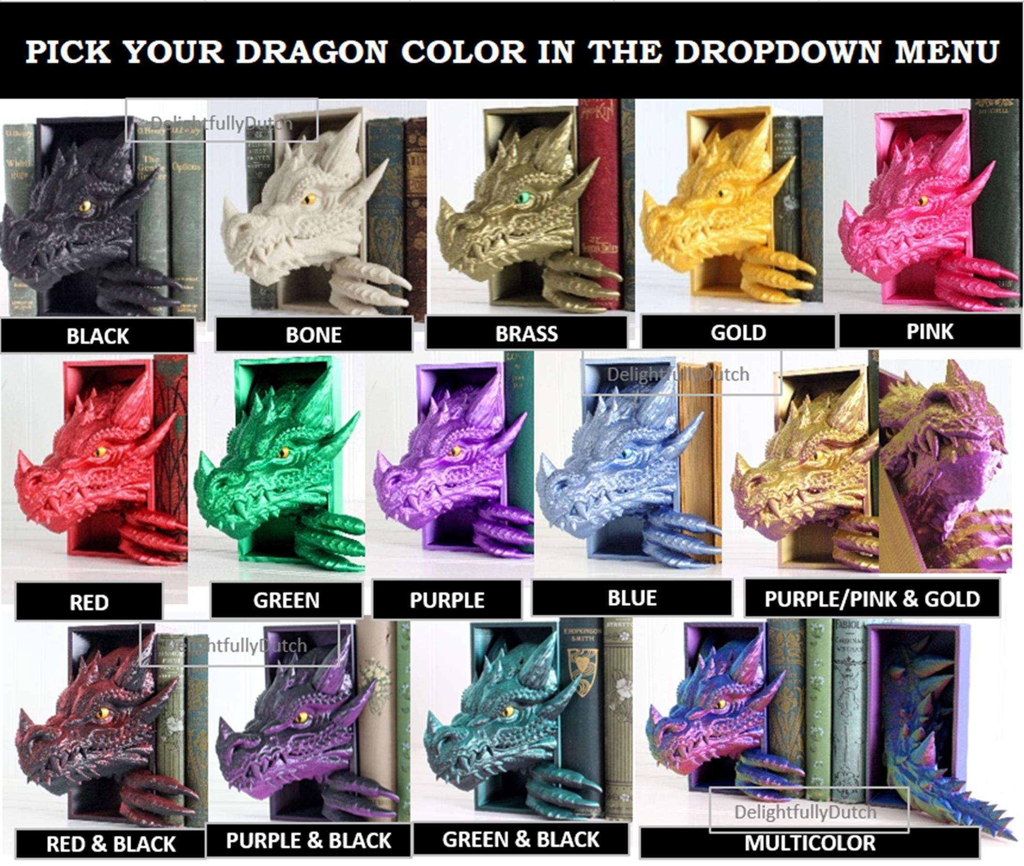 DelightfullyDutch Dragon Book Nook 3D Printed Bookshelf Decor