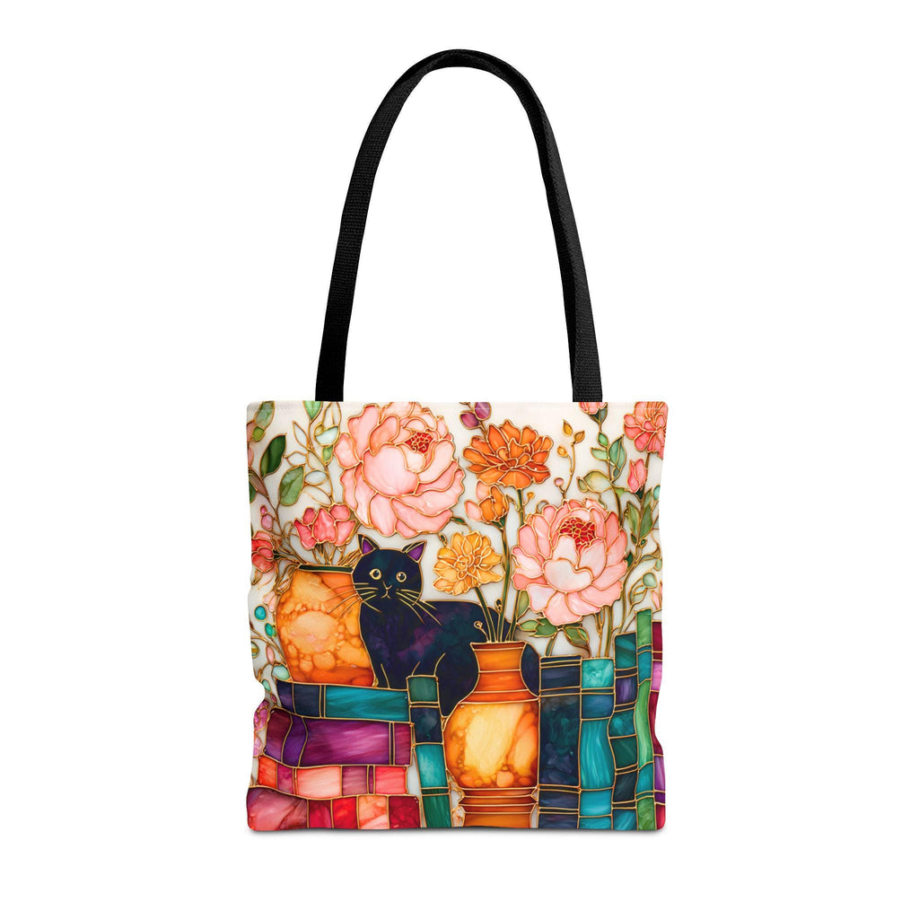 LELORESTORE Bookish Cat Tote Bag Boho Bookshelf Floral Library