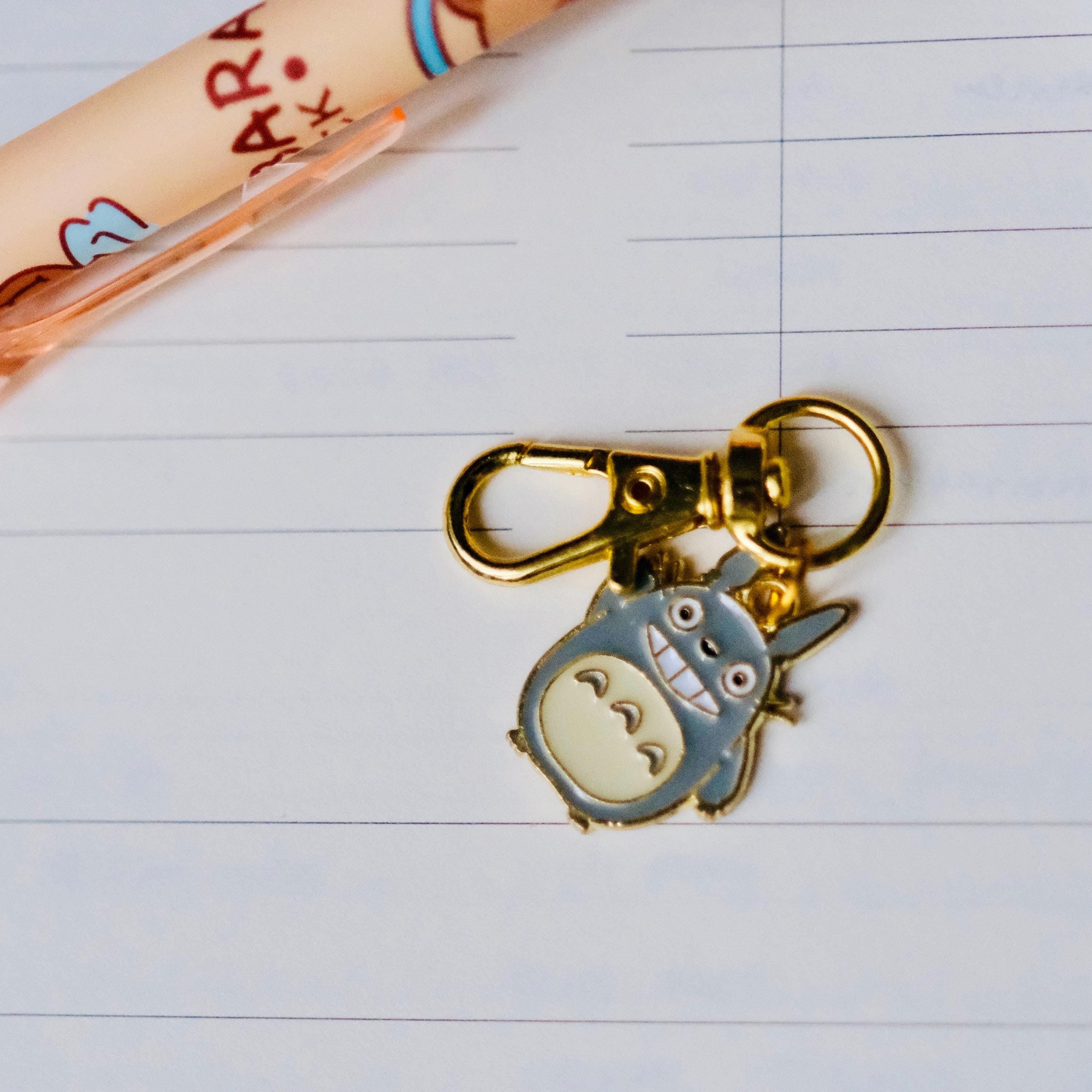 VanillaStarCafe Gray Totoro Gold Enamel Charm Keychain