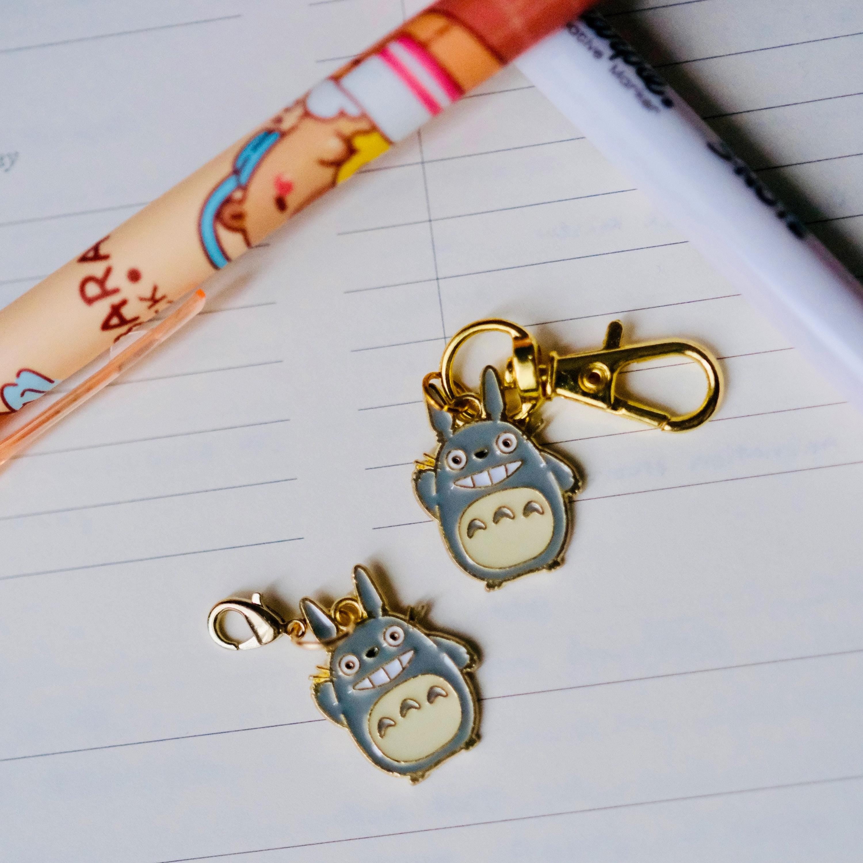 VanillaStarCafe Gray Totoro Gold Enamel Charm Keychain