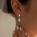 EcloraTreasures Gold Baroque Freshwater Pearl Drop Earrings White