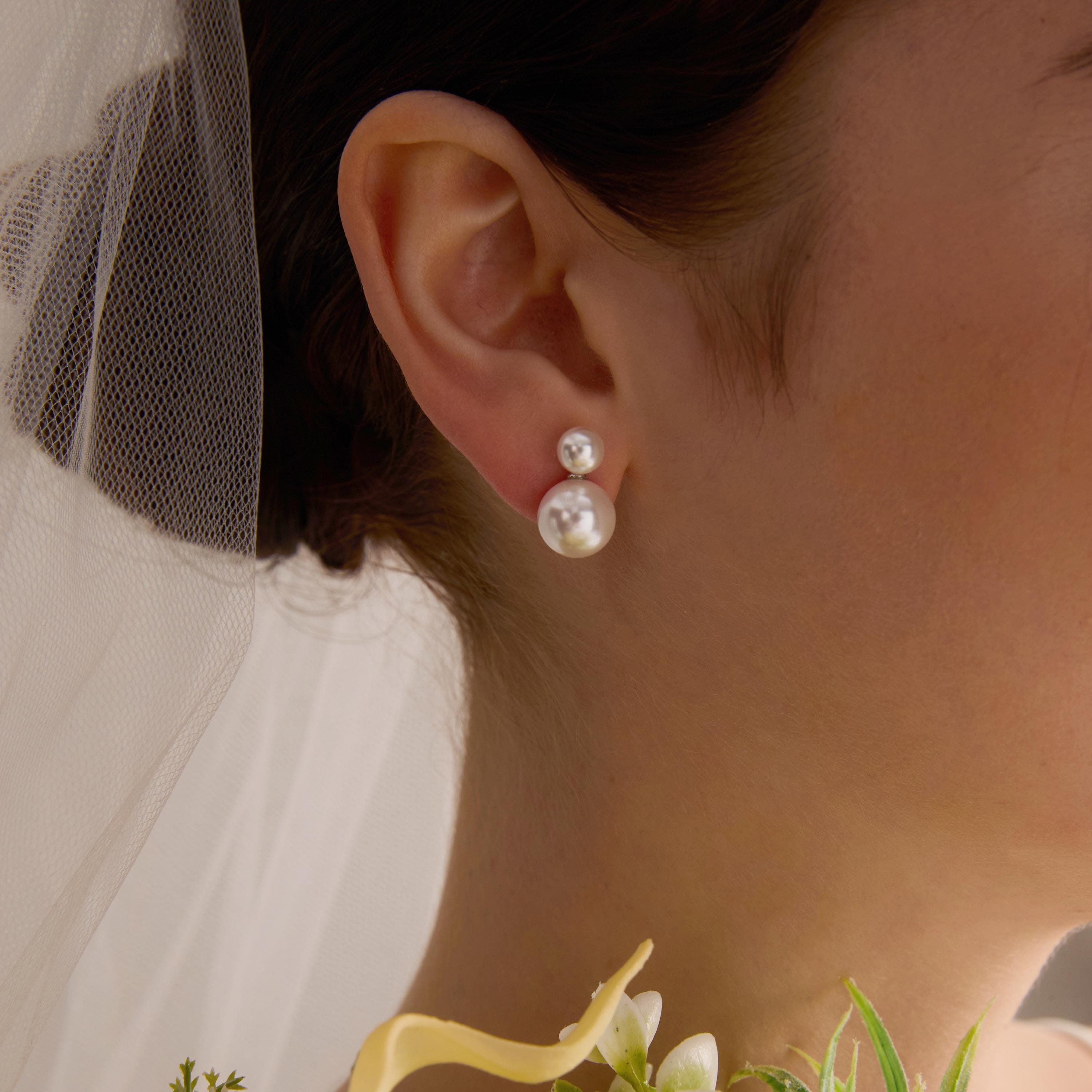 EcloraTreasures Double Pearl Drop Earrings 6mm 10mm Hypoallergenic