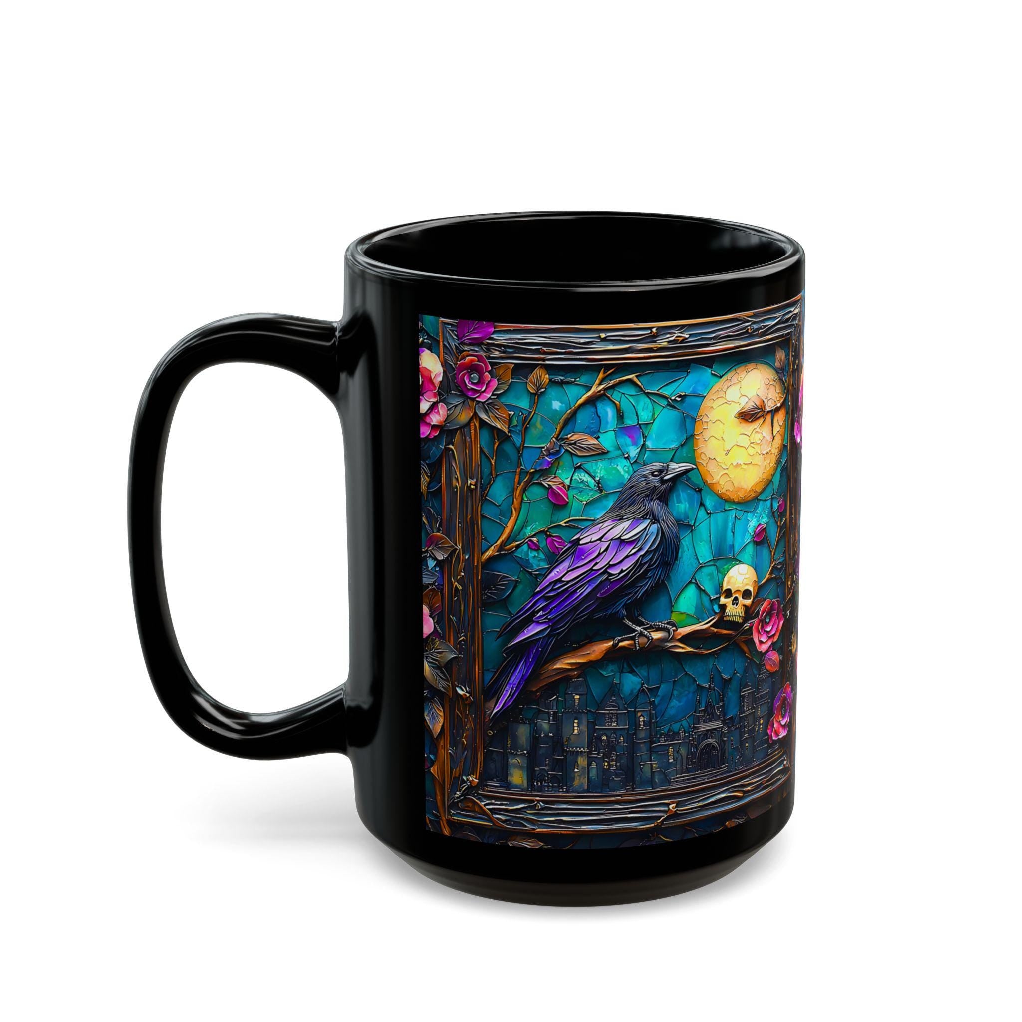 Raven Bookish Gothic Mug 15oz Dark Academia Coffee Cup