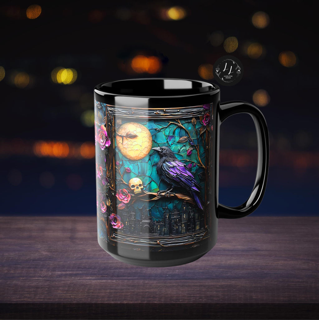 Raven Bookish Gothic Mug 15oz Dark Academia Coffee Cup