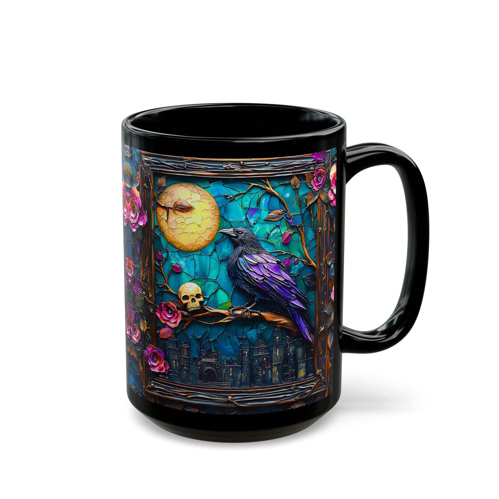 Raven Bookish Gothic Mug 15oz Dark Academia Coffee Cup