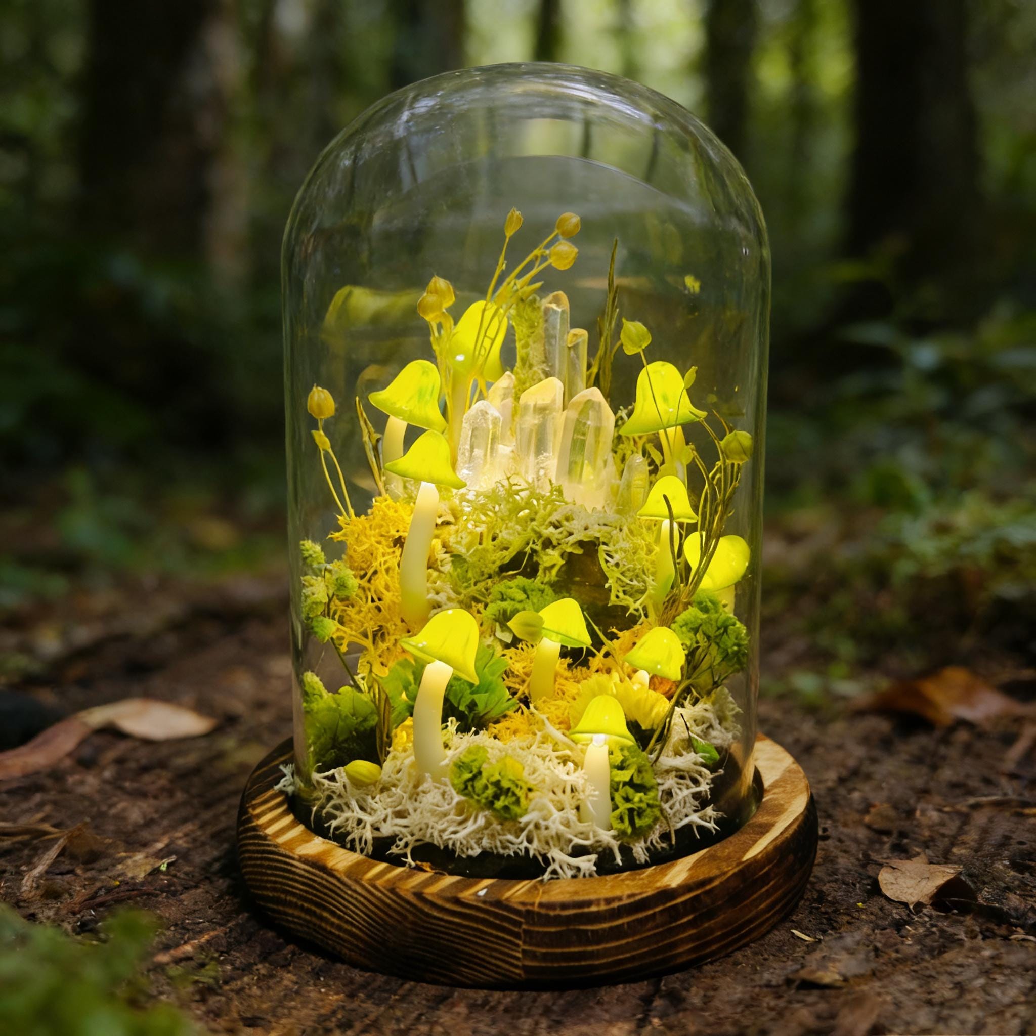 StarlitCarat Green Mushroom Night Light Lamp Crystal