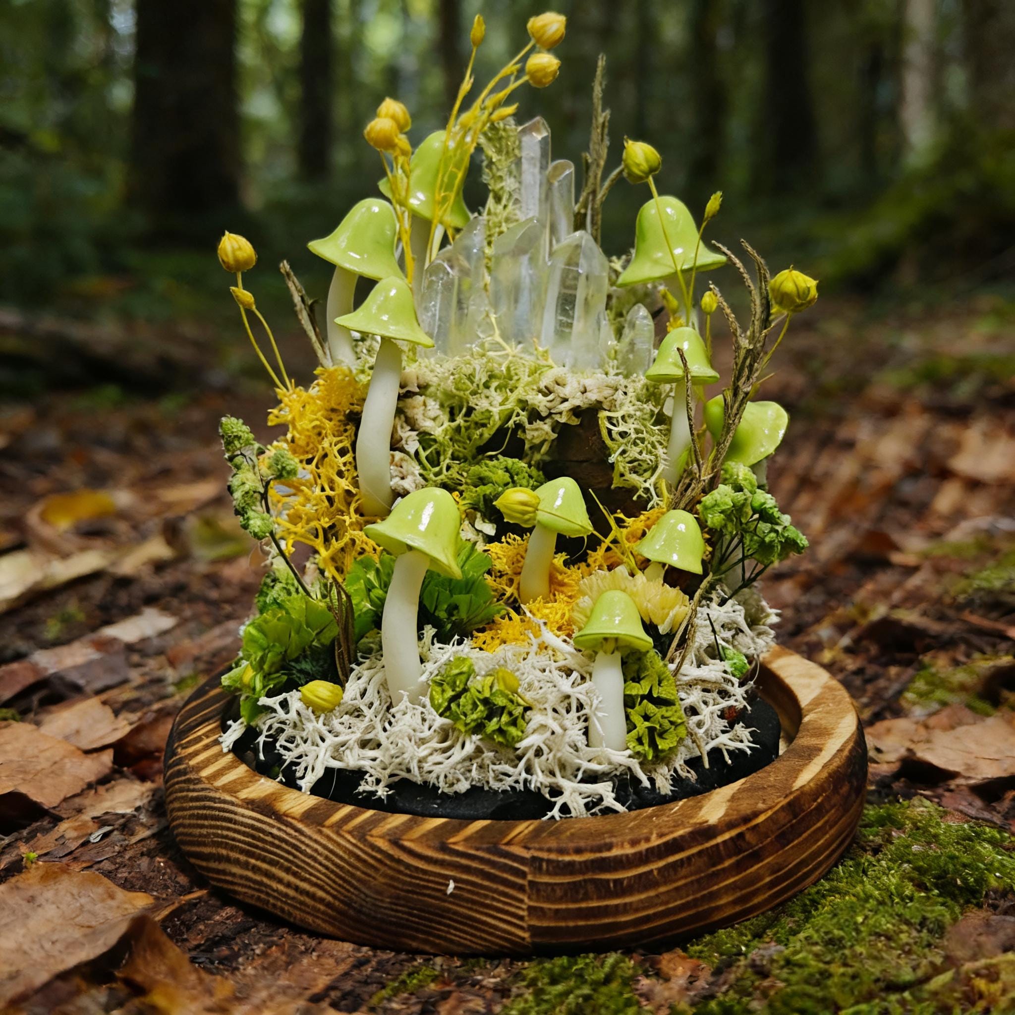 StarlitCarat Green Mushroom Night Light Lamp Crystal