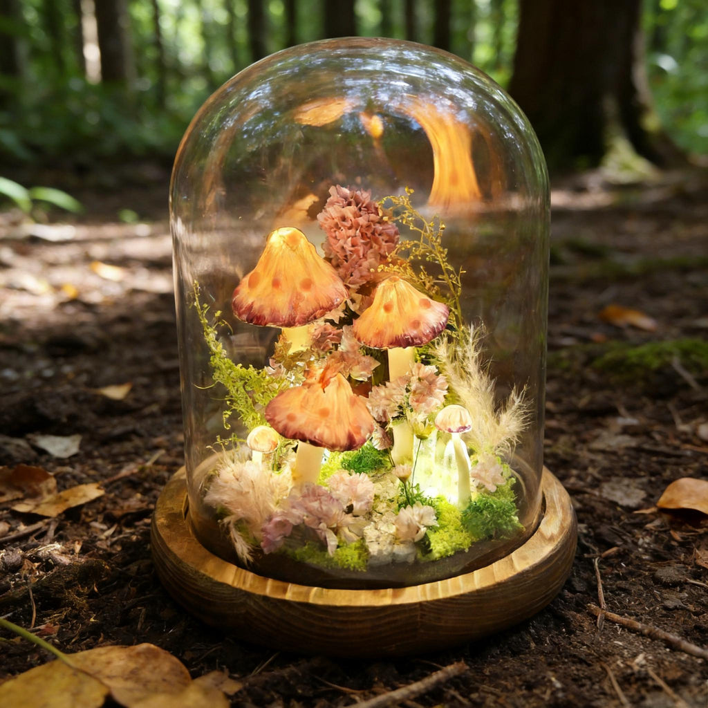 StarlitCarat Butterfly Pink Mushroom Night Light LED 6.3in