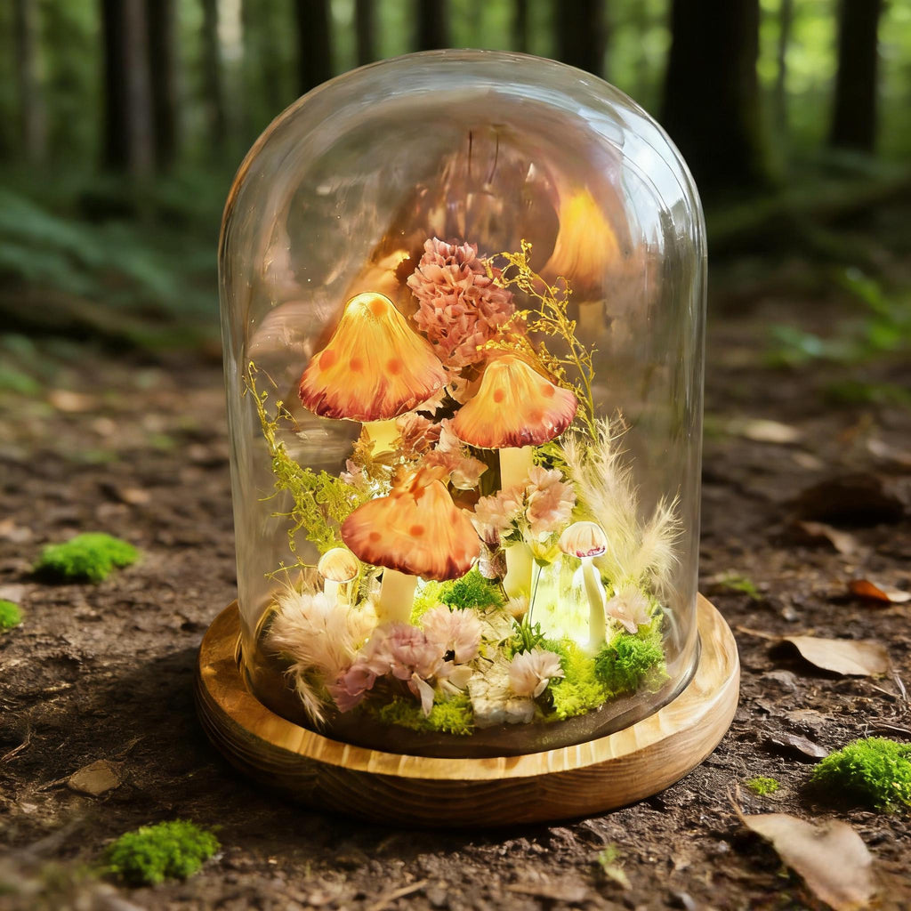 StarlitCarat Butterfly Pink Mushroom Night Light LED 6.3in