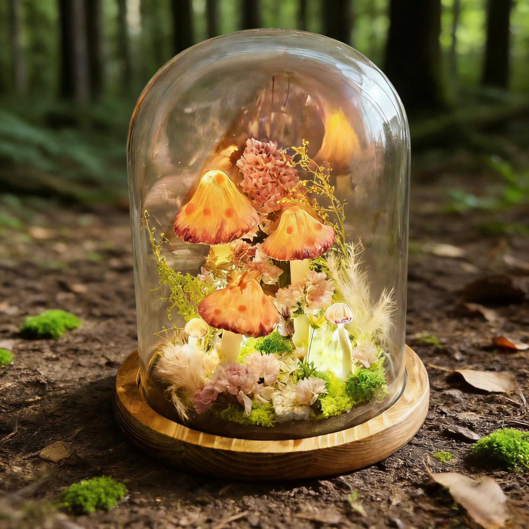 StarlitCarat Butterfly Pink Mushroom Night Light LED 6.3in