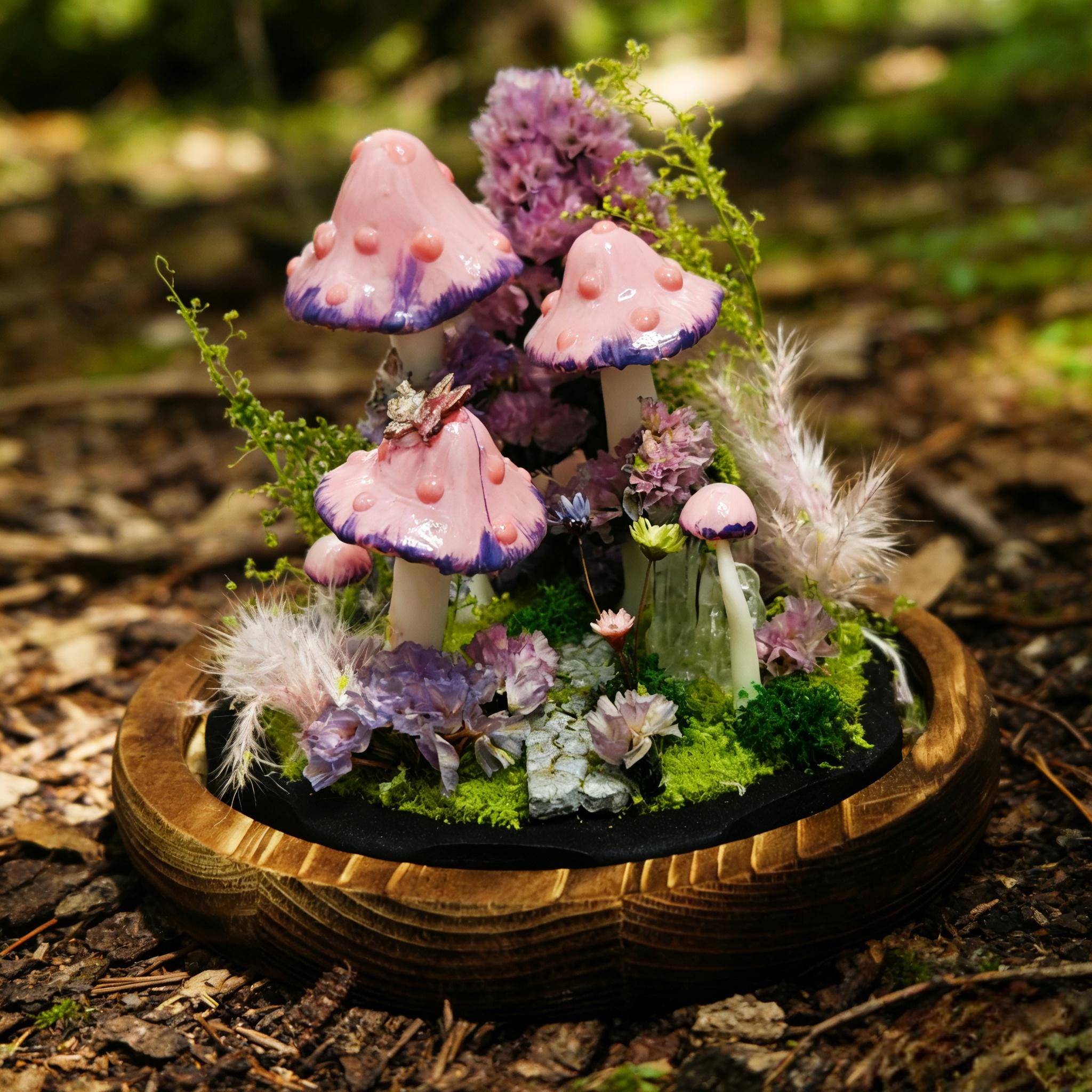 StarlitCarat Butterfly Pink Mushroom Night Light LED 6.3in