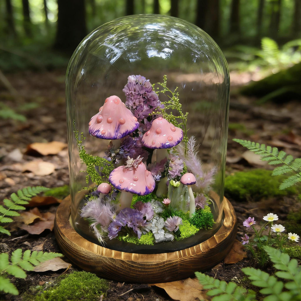 StarlitCarat Butterfly Pink Mushroom Night Light LED 6.3in