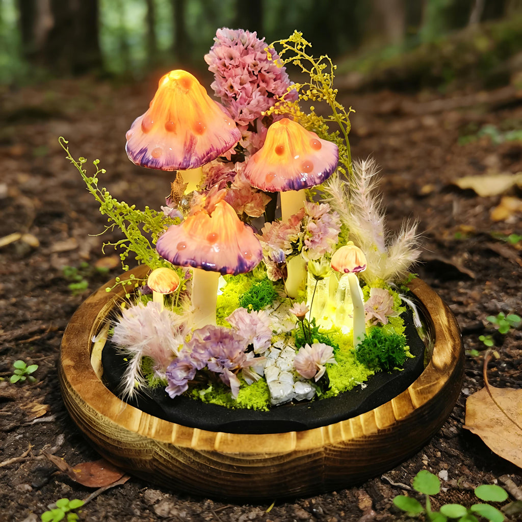StarlitCarat Butterfly Pink Mushroom Night Light LED 6.3in