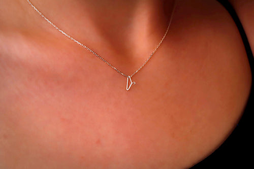 14K Solid Gold Feminist Necklace - Clothing Hanger Design
