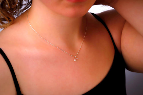 14K Solid Gold Feminist Necklace - Clothing Hanger Design