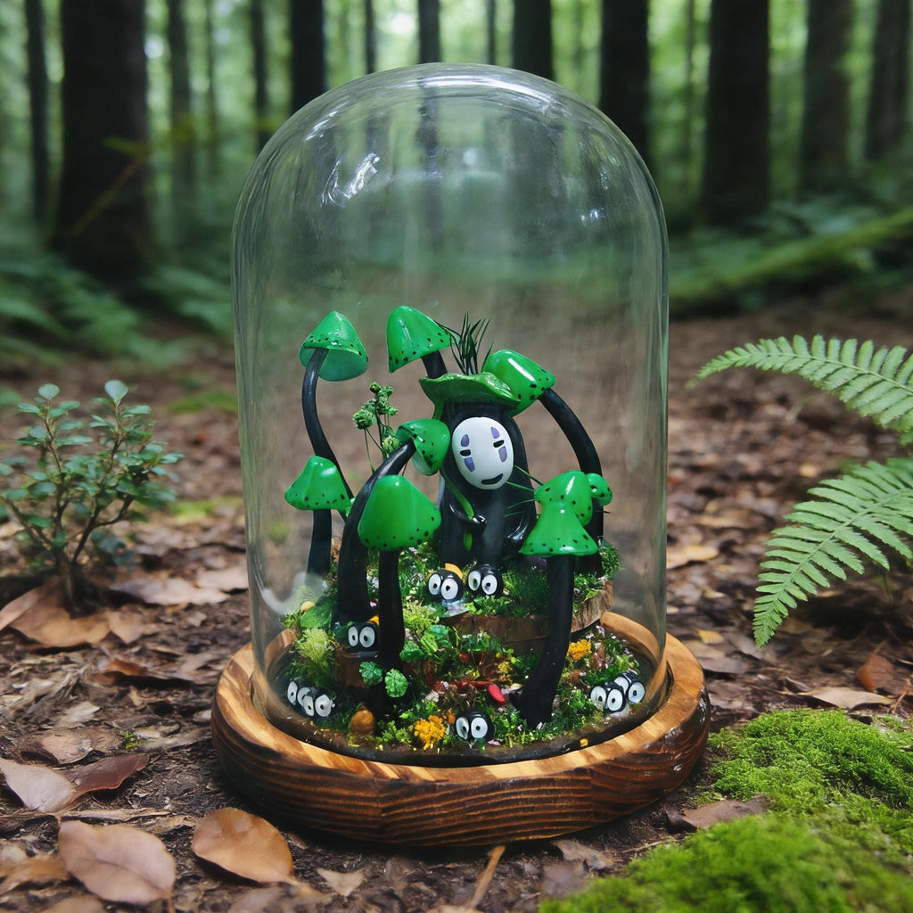 StarlitCarat Handmade Green Mushroom Night Light 6.3in Wood