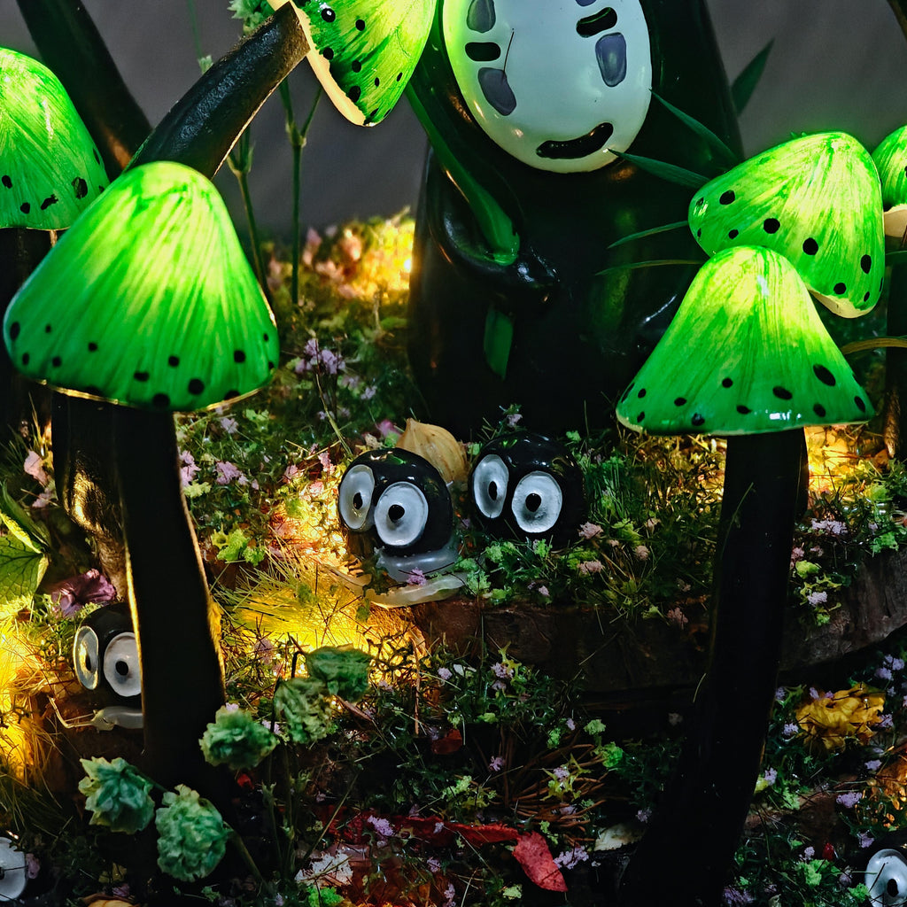 StarlitCarat Handmade Green Mushroom Night Light 6.3in Wood