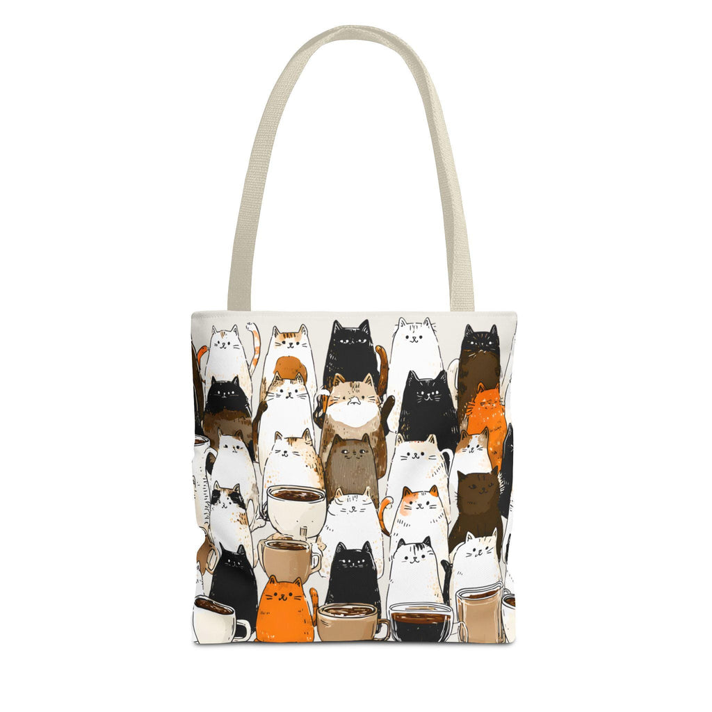 Whimsical Coffee Mug Tote Bag Brown Shopping for Cat Lovers