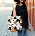 Whimsical Coffee Mug Tote Bag Brown Shopping for Cat Lovers