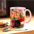 LELORESTORE Stained Glass Style Floral Bookshelf Mug 15oz