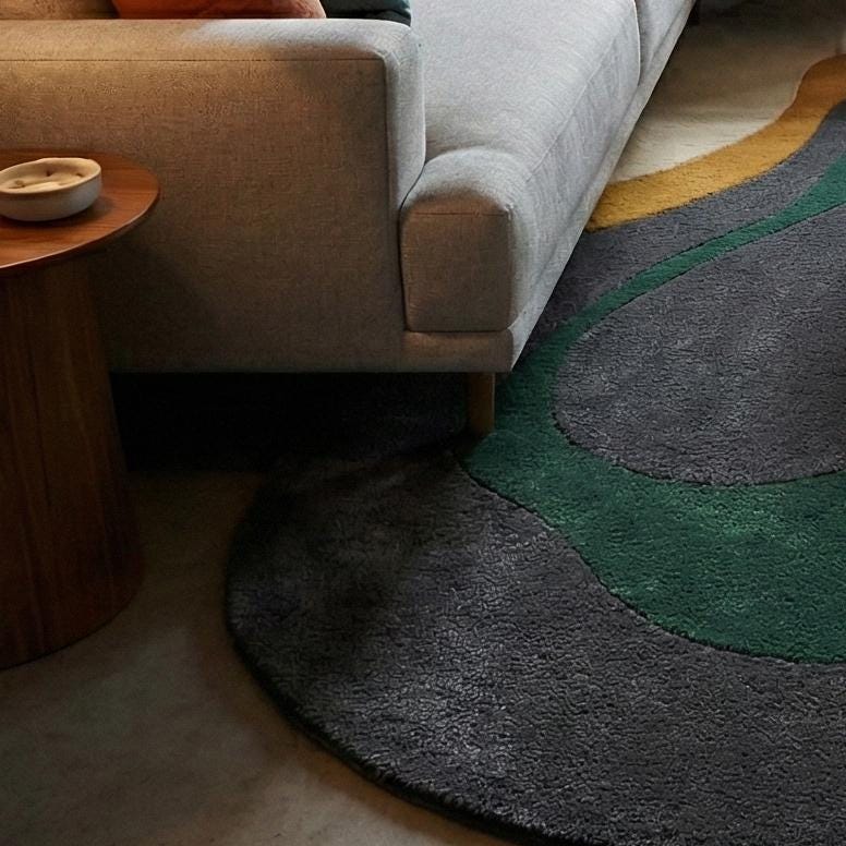 RugverseCreations Hand-Tufted Wool Abstract Wavy Rug