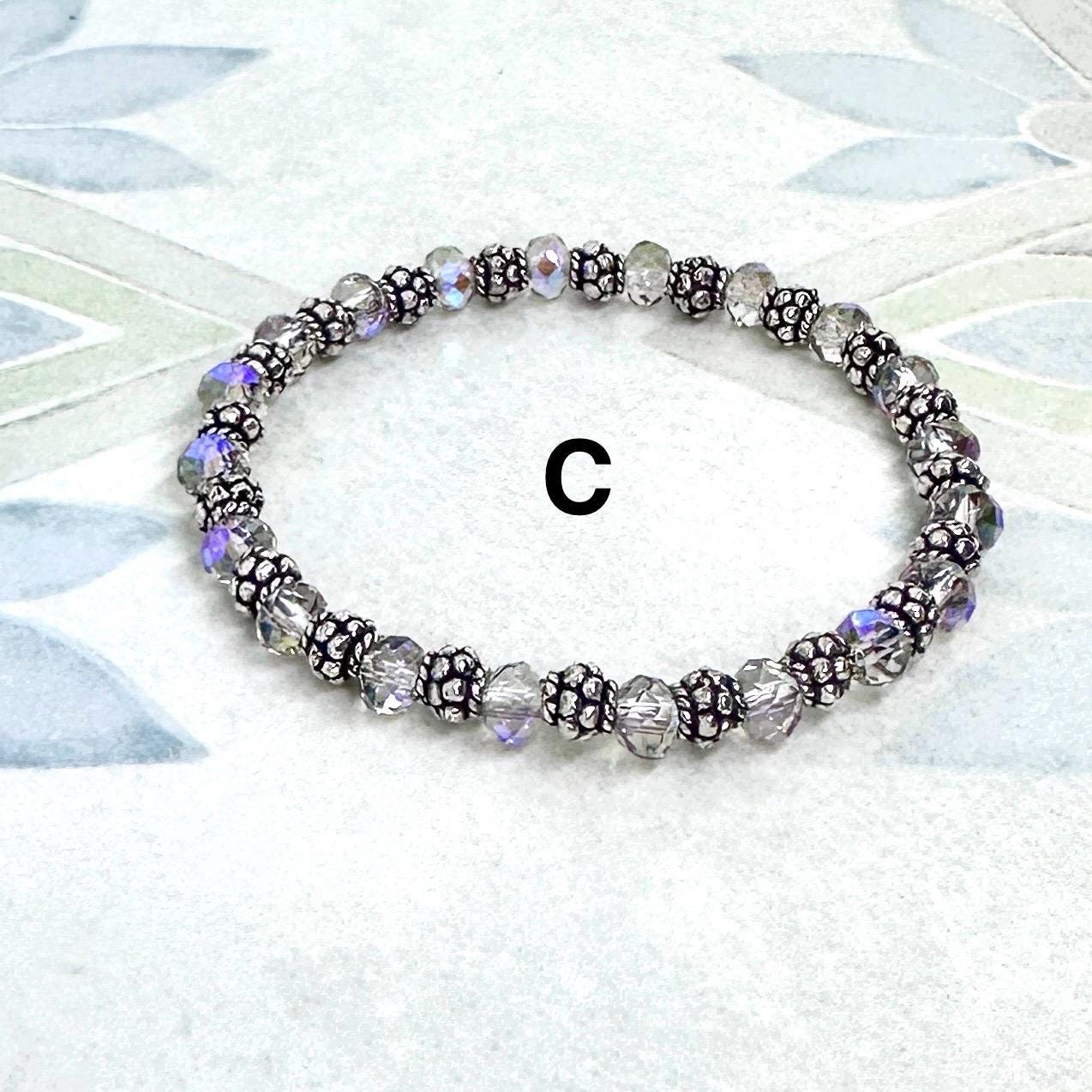 MossberryandStone Beaded Amethyst Gemstone Bracelet Stack Set of 6