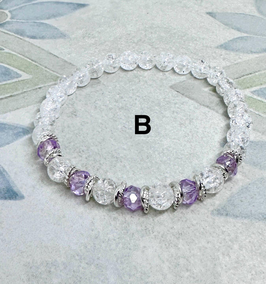 MossberryandStone Beaded 6-Piece Amethyst Gemstone Bracelet Stack