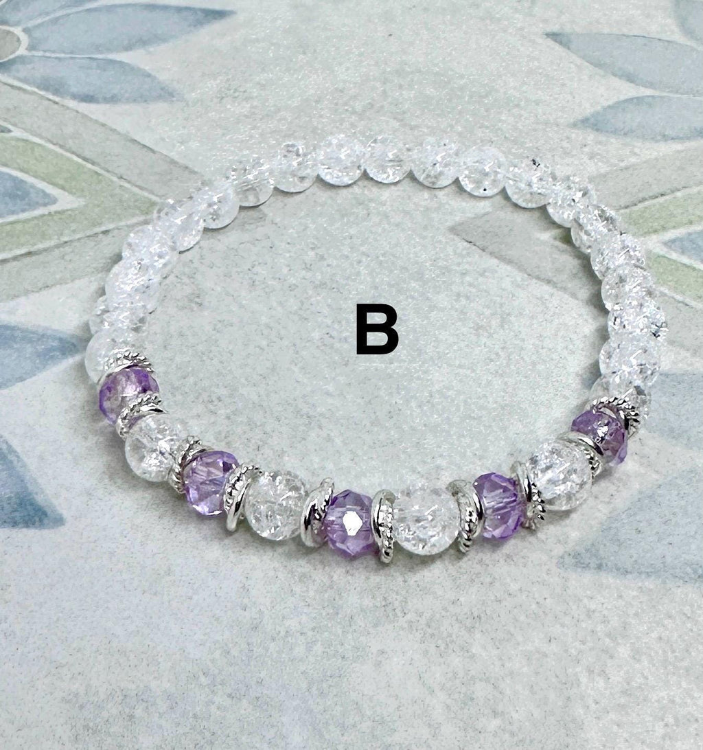 MossberryandStone Beaded 6-Piece Amethyst Gemstone Bracelet Stack