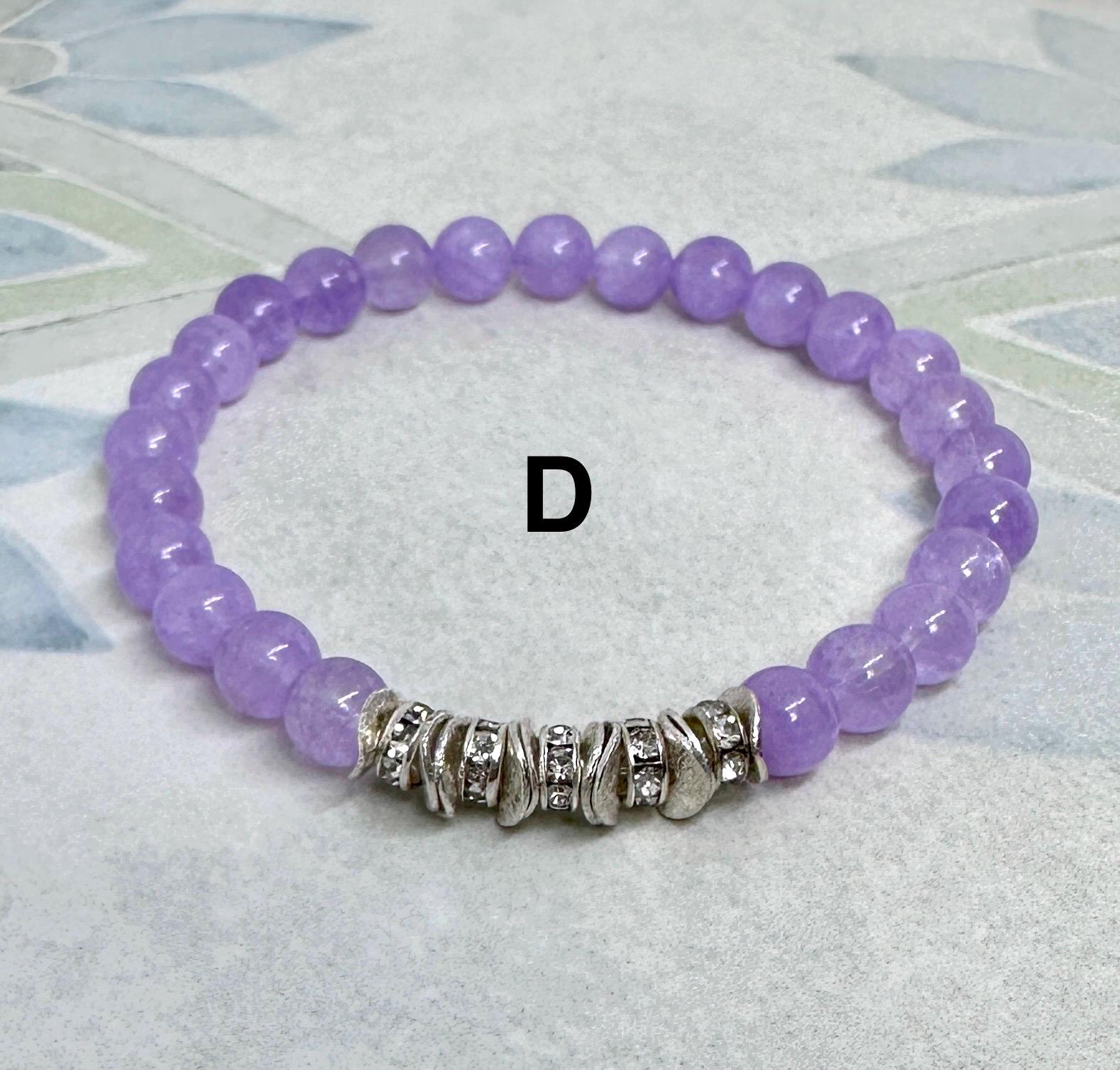 MossberryandStone Beaded 6-Piece Amethyst Gemstone Bracelet Stack