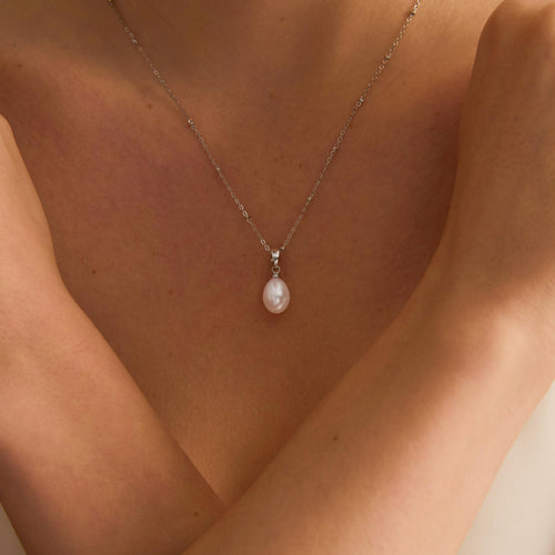 EcloraTreasures Minimalist Freshwater Pearl Necklace Single Pearl Pendant