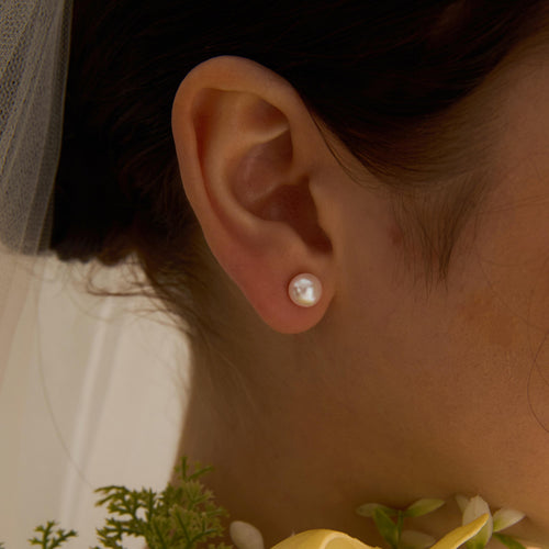 EcloraTreasures Genuine Freshwater Pearl Stud Earrings 7mm