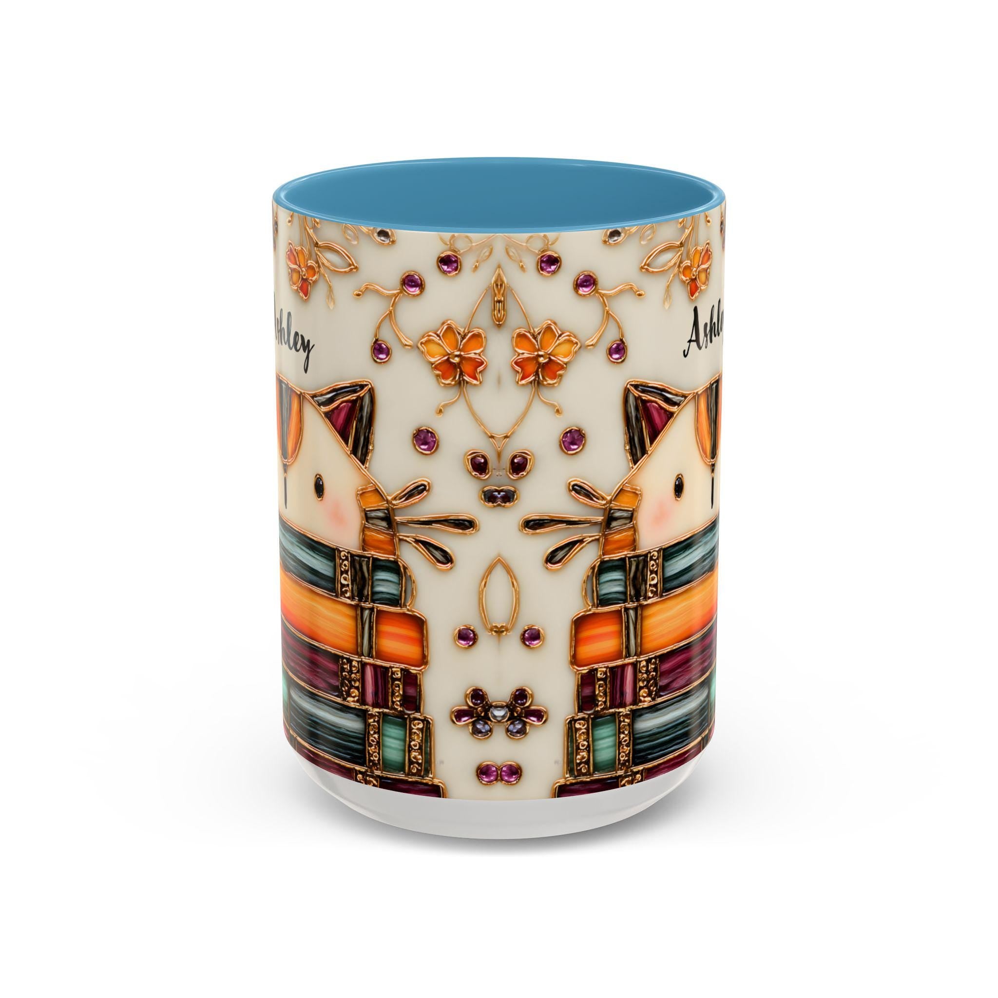 LELORESTORE Stained Glass Look Cat Mug Personalized Ceramic Coffee Cup Bookish
