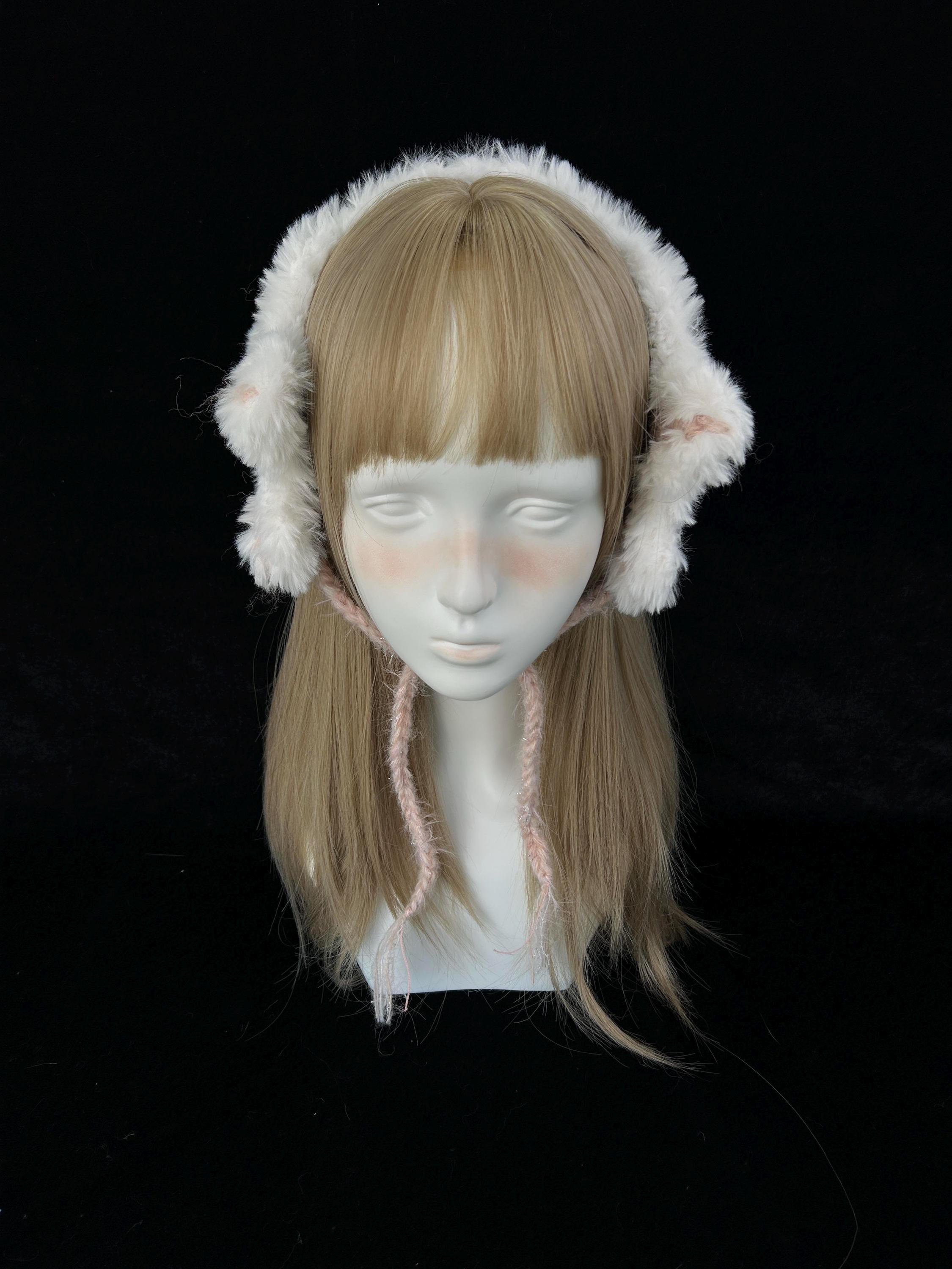 StellarPride Pink Star Crochet Headband - White Cozy Ear Warmer
