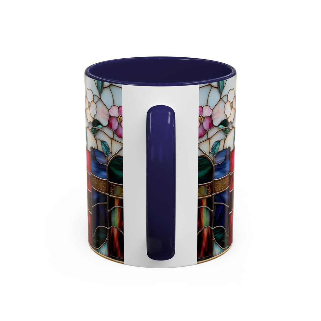 Stained Glass Floral Bookshelf Mug 15oz Ceramic Coffee Cup
