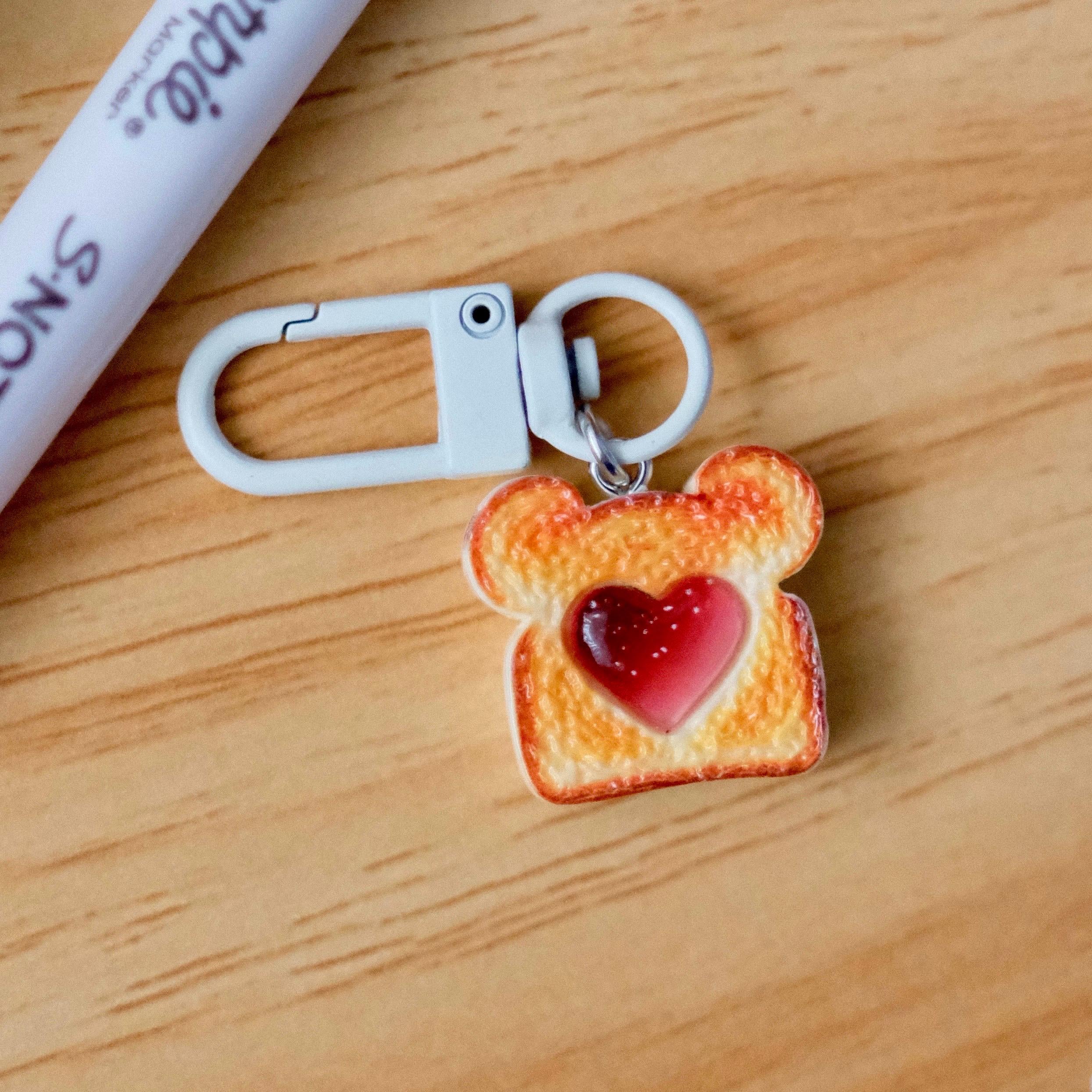 VanillaStarCafe Cozy Bear & Jelly Heart Toast Charms Polymer Clay 1in