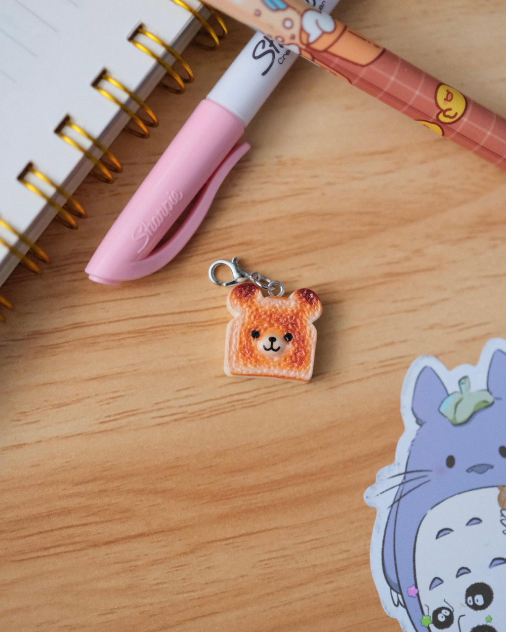 VanillaStarCafe Cozy Bear & Jelly Heart Toast Charms Polymer Clay 1in